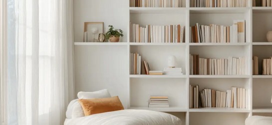 Aposte em puffs e poltronas confortáveis para deixar seu canto da leitura ainda mais acolhedor.
